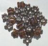 25 12x14mm Half Coat Hematite Topaz Two Hole Flowers